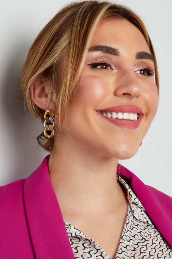 Schakel Oorbellen Goud/Zilver